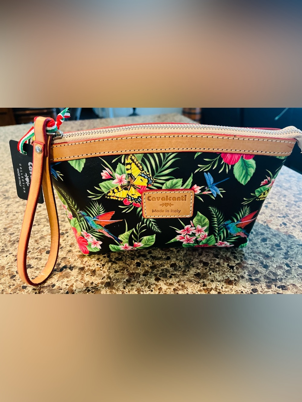 Cavalcanti wristlet with beautiful colors. Clutch or cosmetic pouch wristlet.